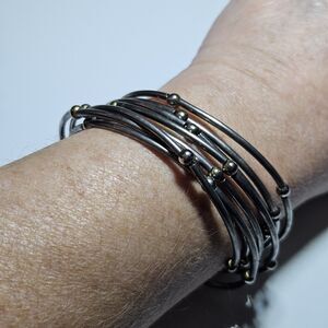 Silver Tone Tube And Bead Wrap Bracelet